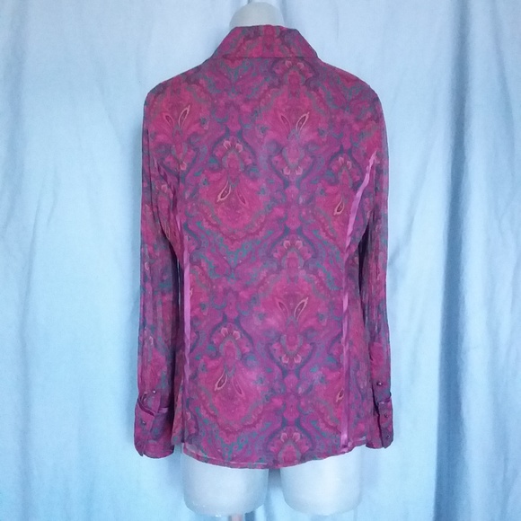 Coldwater Creek Tops Button Down Long Sleeve Multicolor Flowy